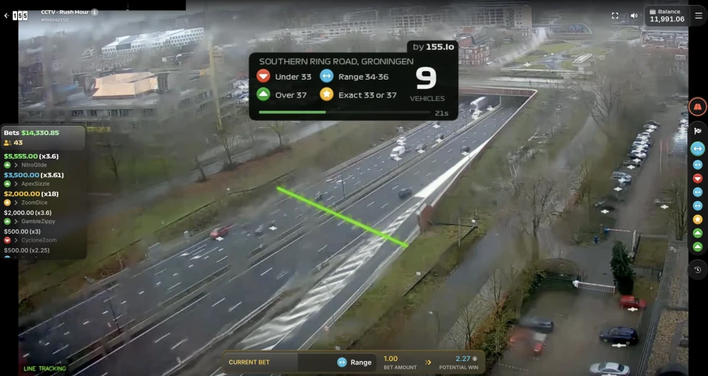 Rush Hour CCTV game round results screen with payout breakdown